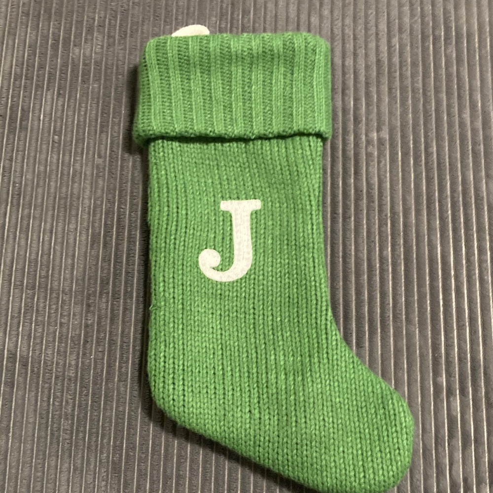 Wondershop by Target Green Knit Monogram Christmas Stocking in “J”.